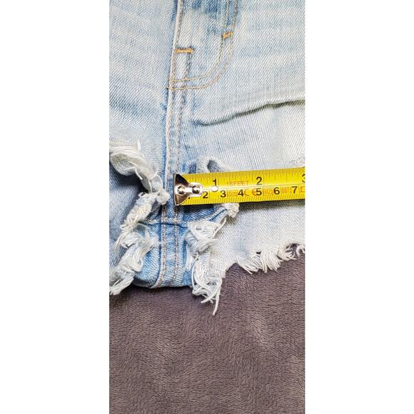 Y2K Abercrombie & Fitch Sz 2 W26 Ultra Low Rise Denim Cut Off Jean Shorts Blue - Picture 3 of 9